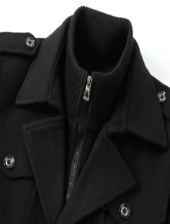 Men's Winter Coat Wool Coat Overcoat Business Casual Winter 30% Wool Windproof Warm Outerwear Clothing Apparel Chic & Modern Solid Colored Rolled collar