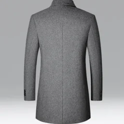 Men's Winter Coat Wool Coat Overcoat Vacation Business Winter Wool Thermal Warm Outdoor Outerwear Clothing Apparel Fashion Warm Ups Solid Colored Pocket Lapel Single Breasted