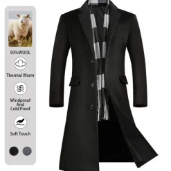 Men's Winter Coat Wool Coat Overcoat Outdoor Work Fall & Winter Wool Outerwear Clothing Apparel Basic Solid Colored Shirt Collar Single Breasted