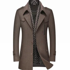 Men's Winter Coat Wool Coat Overcoat Business Casual Winter Wool Outerwear Clothing Apparel Notch lapel collar