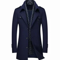 Men's Winter Coat Wool Coat Overcoat Business Casual Winter Wool Outerwear Clothing Apparel Notch lapel collar