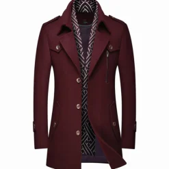 Men's Winter Coat Wool Coat Overcoat Business Casual Winter Wool Outerwear Clothing Apparel Notch lapel collar