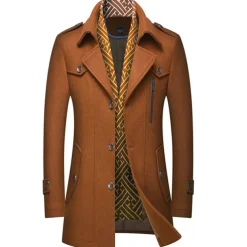 Men's Winter Coat Wool Coat Overcoat Business Casual Winter Wool Outerwear Clothing Apparel Notch lapel collar
