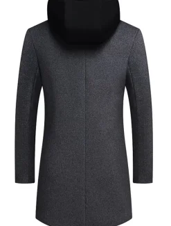 Men's Winter Coat Wool Coat Overcoat Trench Coat Outdoor Street Spring Fall Winter Polyester Thermal Warm Warm Outerwear Clothing Apparel Business Casual Plain Pocket Notch lapel collar Single