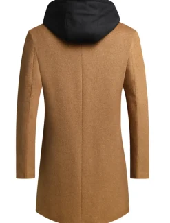 Men's Winter Coat Wool Coat Overcoat Trench Coat Outdoor Street Spring Fall Winter Polyester Thermal Warm Warm Outerwear Clothing Apparel Business Casual Plain Pocket Notch lapel collar Single