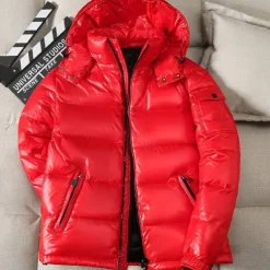 Men's Winter Jacket Down Jacket Puffer Jacket Padded Pocket White Duck Down Daily Wear Date Vacation Regular Fashion Casual Comfortable Thermal Warm Fall & Winter Solid / Plain Color Black Red Puffer