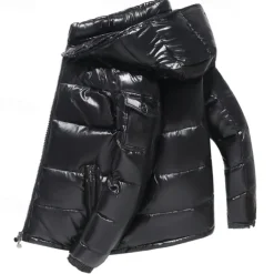 Men's Winter Jacket Down Jacket Puffer Jacket Padded Pocket White Duck Down Daily Wear Date Vacation Regular Fashion Casual Comfortable Thermal Warm Fall & Winter Solid / Plain Color Black Red Puffer