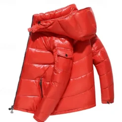 Men's Winter Jacket Down Jacket Puffer Jacket Padded Pocket White Duck Down Daily Wear Date Vacation Regular Fashion Casual Comfortable Thermal Warm Fall & Winter Solid / Plain Color Black Red Puffer