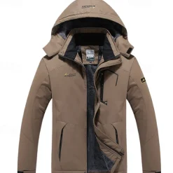 Men's Winter Jacket Fleece Jacket Raincoat Hiking Jacket Outdoor Daily Wear Warm Pocket Fall Winter Color Block Fashion Streetwear Hooded Regular Black Red Royal Blue Blue Ink Blue Jacket