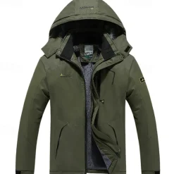 Men's Winter Jacket Fleece Jacket Raincoat Hiking Jacket Outdoor Daily Wear Warm Pocket Fall Winter Color Block Fashion Streetwear Hooded Regular Black Red Royal Blue Blue Ink Blue Jacket