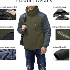 Men's Winter Jacket Fleece Jacket Softshell Windbreaker Climbing Snow Sports Thermal Warm Waterproof Hooded Sportswear