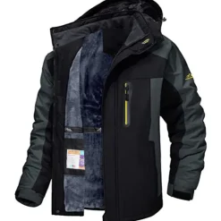 Men's Winter Jacket Fleece Jacket Softshell Windbreaker Climbing Snow Sports Thermal Warm Waterproof Hooded Sportswear