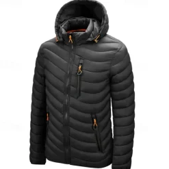 Men's Winter Jacket Puffer Jacket Padded Pocket Polyster Daily Wear Date Vacation Regular Fashion Casual Comfortable Thermal Warm Fall & Winter Solid / Plain Color Wine Black Blue Army Green Puffer