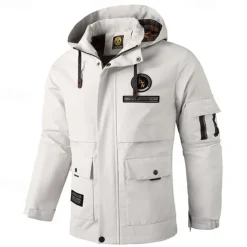 Men's Winter Jacket Sport Coat Raincoat Hiking Jacket Outdoor Camping & Hiking Waterproof Windbreaker Zipper Pocket Fall Winter Solid Color Fashion Streetwear Hooded Regular Black White Burgundy