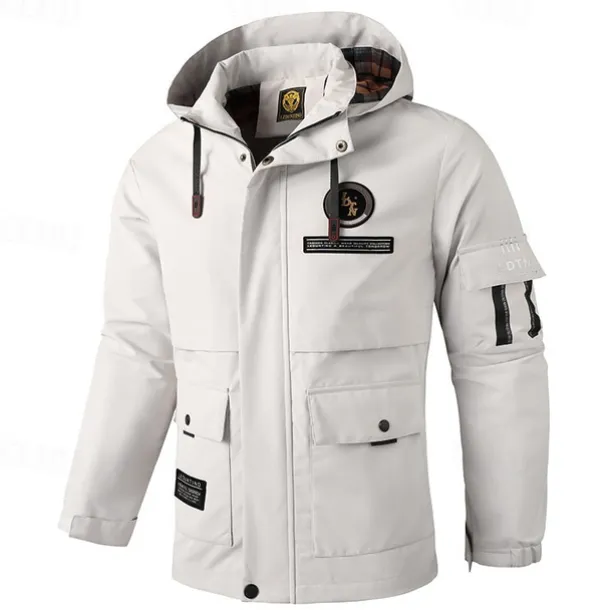 Men's Winter Jacket Sport Coat Raincoat Hiking Jacket Outdoor Camping & Hiking Waterproof Windbreaker Zipper Pocket Fall Winter Solid Color Fashion Streetwear Hooded Regular Black White Burgundy