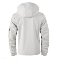 Men's Winter Jacket Sport Coat Raincoat Hiking Jacket Outdoor Camping & Hiking Waterproof Windbreaker Zipper Pocket Fall Winter Solid Color Fashion Streetwear Hooded Regular Black White Burgundy