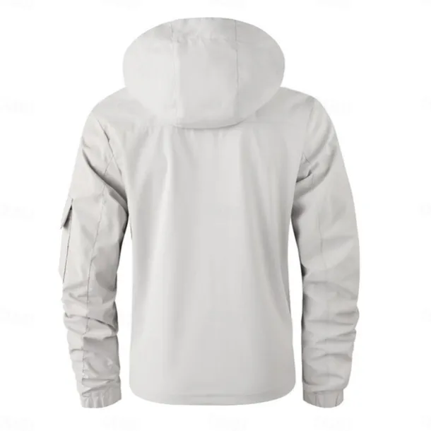 Men's Winter Jacket Sport Coat Raincoat Hiking Jacket Outdoor Camping & Hiking Waterproof Windbreaker Zipper Pocket Fall Winter Solid Color Fashion Streetwear Hooded Regular Black White Burgundy