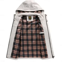 Men's Winter Jacket Sport Coat Raincoat Hiking Jacket Outdoor Camping & Hiking Waterproof Windbreaker Zipper Pocket Fall Winter Solid Color Fashion Streetwear Hooded Regular Black White Burgundy