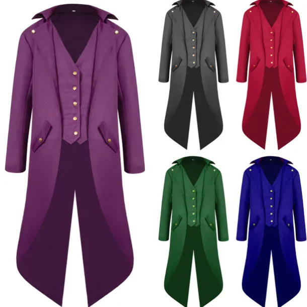 Men's Winter Jacket Trench Coat Cloak / Capes Party Halloween Fall Winter Nylon Waterproof Outerwear Clothing Apparel Fashion Cosplay Vintage Style