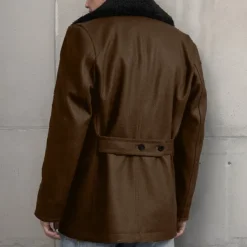 Men's Winter Jacket Wool Coat Coat Christmas Outdoor Fur Trim Buttons Winter Solid Color Christmas Elegant Fold-over Collar Regular Black Brown Jacket