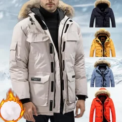 Men's Winter Polyester Thermal Warm Fleece Lining Windproof Breathable orange Cream Screen Color grey blue Vest