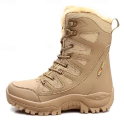 Men's Winter Tactical Boots – Warm Faux Fur Lined, Waterproof High Top Snow Boots with Anti-Slip Sole, Ideal for Outdoor Hiking and Cold Weather