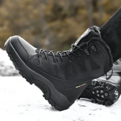 Men's Winter Tactical Boots – Warm Faux Fur Lined, Waterproof High Top Snow Boots with Anti-Slip Sole, Ideal for Outdoor Hiking and Cold Weather