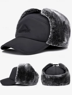 Men's Winter Thermal Insulated Cap with Detachable Face Mask - Windproof and Waterproof Earflap Hat for Outdoor Activities