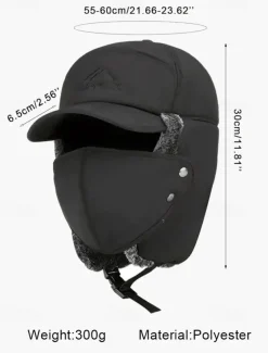 Men's Winter Thermal Insulated Cap with Detachable Face Mask - Windproof and Waterproof Earflap Hat for Outdoor Activities