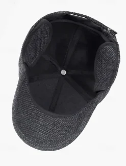 Men's Winter Woolen Baseball Cap with Ear Flaps – Warm and Stylish Herringbone Pattern Hat, Available in Gray, Dark Gray, and Brown, Perfect for Outdoor Activities in Cold Weather
