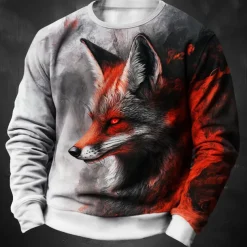 Men's Wolf Sweatshirt Sweatshirt Long Sleeve Sweatshirt Crew Neck Fashion Daily Casual 3D Printing Holiday Going out Streetwear Crewneck 3D Print Winter Spring & Fall