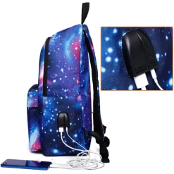Men's Women's Backpack School Bag Bookbag 3D Print School Outdoor Daily Galaxy Cat Canvas Large Capacity Waterproof Durable Print Red Blue Purple