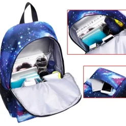 Men's Women's Backpack School Bag Bookbag 3D Print School Outdoor Daily Galaxy Cat Canvas Large Capacity Waterproof Durable Print Red Blue Purple