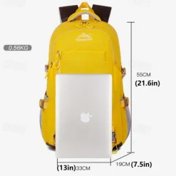 Men's Women's Backpack School Bag Bookbag Functional Backpack School Backpack Bookbag School Outdoor Camping & Hiking Polyester Nylon Adjustable Large Capacity Waterproof Zipper Black Yellow Light