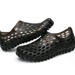 Men's Women's Black and Blue Barefoot Perforated Slip-On Water Shoes with Rubber Sole for Comfortable Beach and Water Activities