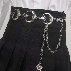 Men's Women's Chain Belt Metal Chain Buckle Free Embossed Casual Classic Party Daily Silver