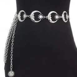 Men's Women's Chain Belt Metal Chain Buckle Free Embossed Casual Classic Party Daily Silver