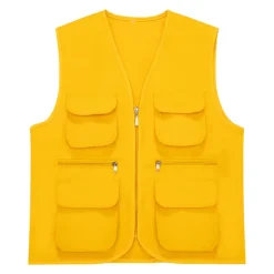 Men's Women's Fishing Vest Hiking Vest Sleeveless Jacket Coat Top Outdoor Multi-Pockets Breathable Quick Dry Lightweight Winter Summer Polyester Yellow Orange Red Camping / Hiking Fishing