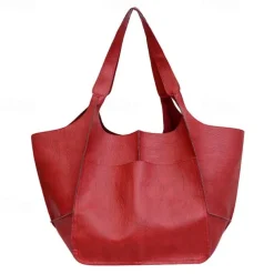 Men's Women's Handbag Shoulder Bag PU Leather Party Shopping Anti-Slip Large Capacity Durable Solid Color Leopard dark brown Leopard Wine Red