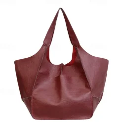 Men's Women's Handbag Shoulder Bag PU Leather Party Shopping Anti-Slip Large Capacity Durable Solid Color Leopard dark brown Leopard Wine Red