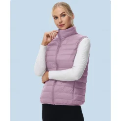 Men's Women's Hiking Vest Sleeveless Top Outdoor Thermal Warm Portable Ultra Light (UL) Winter Pocket Down Light Yellow Dark Grey Dark Pink Work Traveling Winter Sports