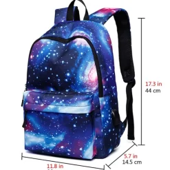 Men's Women's Kid's Backpack School Bag Bookbag 3D Print Functional Backpack Daily Galaxy 3D Print Canvas Large Capacity Waterproof Zipper Blue Light Purple Fuchsia