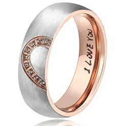 Men's Women's 2pcs Cuff Links Couple Rings Band Ring Engagement Ring Wedding Party Two tone Ladies Simple Silver