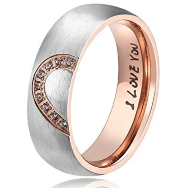 Men's Women's 2pcs Cuff Links Couple Rings Band Ring Engagement Ring Wedding Party Two tone Ladies Simple Silver