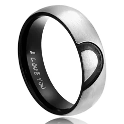 Men's Women's 2pcs Cuff Links Couple Rings Band Ring Engagement Ring Wedding Party Two tone Ladies Simple Silver