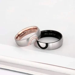 Men's Women's 2pcs Cuff Links Couple Rings Band Ring Engagement Ring Wedding Party Two tone Ladies Simple Silver