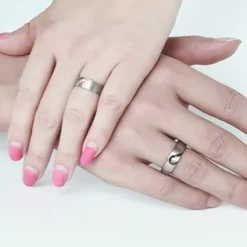 Men's Women's 2pcs Cuff Links Couple Rings Band Ring Engagement Ring Wedding Party Two tone Ladies Simple Silver