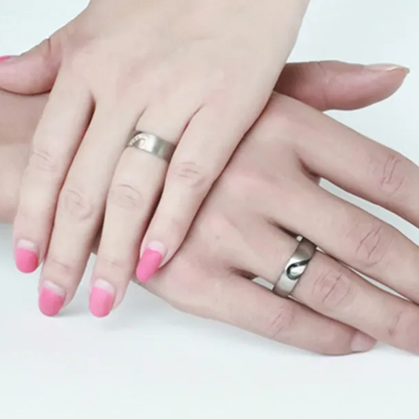 Men's Women's 2pcs Cuff Links Couple Rings Band Ring Engagement Ring Wedding Party Two tone Ladies Simple Silver