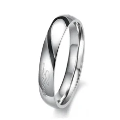 Men's Women's 2pcs Cuff Links Couple Rings Band Ring Engagement Ring Wedding Party Two tone Ladies Simple Silver