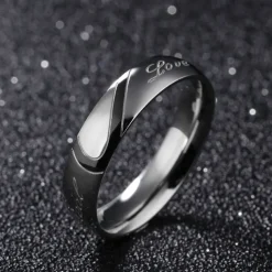 Men's Women's 2pcs Cuff Links Couple Rings Band Ring Engagement Ring Wedding Party Two tone Ladies Simple Silver